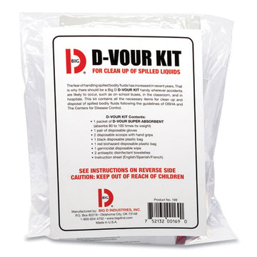 Big D Industries D'vour Clean-up Kit, Powder, All Inclusive Kit, 6-carton freeshipping - TVN Wholesale